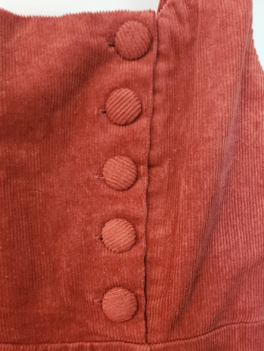 Forever 21 Rust Corduroy Sleeveless Mini Dress with Button Detail - Picture 2 of 5